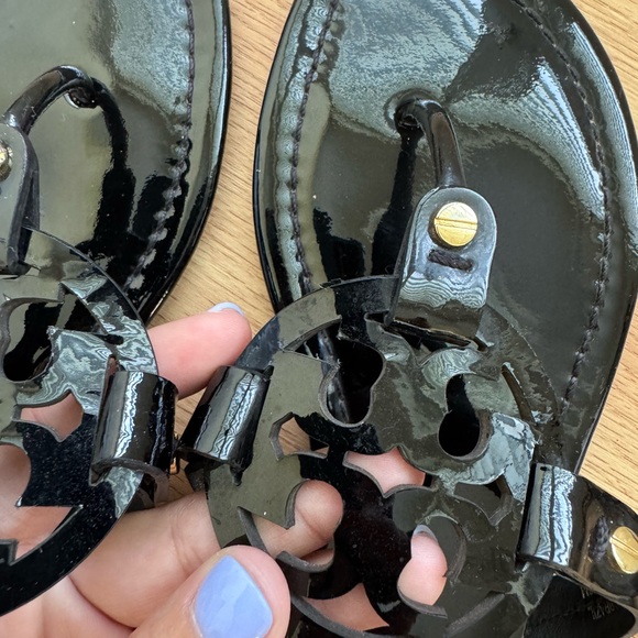 TORY BURCH millar Sandals In Black Patent Leather Size 8 - Picture 10 of 15